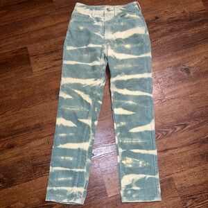 Pacsun Sage Green Tie Dye Cream Stripe High Rise Mom Jean Corduroy Pants Size 23